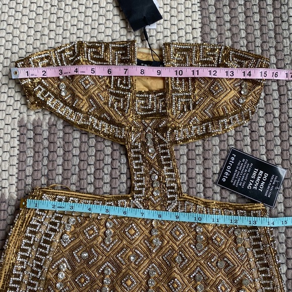 NWT Retrofête Norma Embellished Mini Cutout Dress in Gold Size Small - Picture 8 of 13